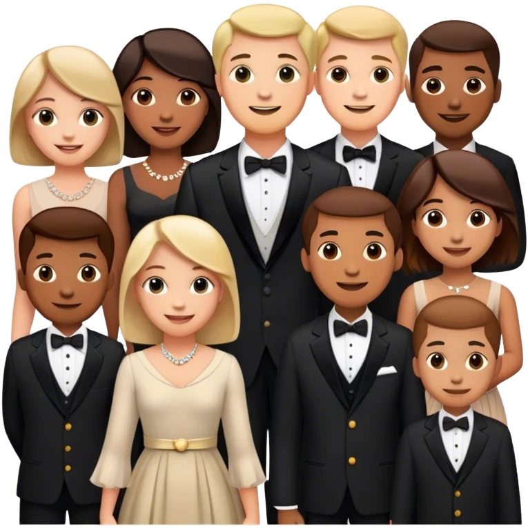 smiling men, women and children in formal wear emoji