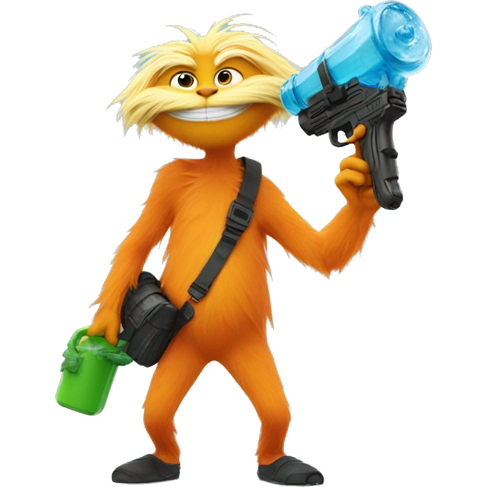 the lorax holding a water gun  emoji