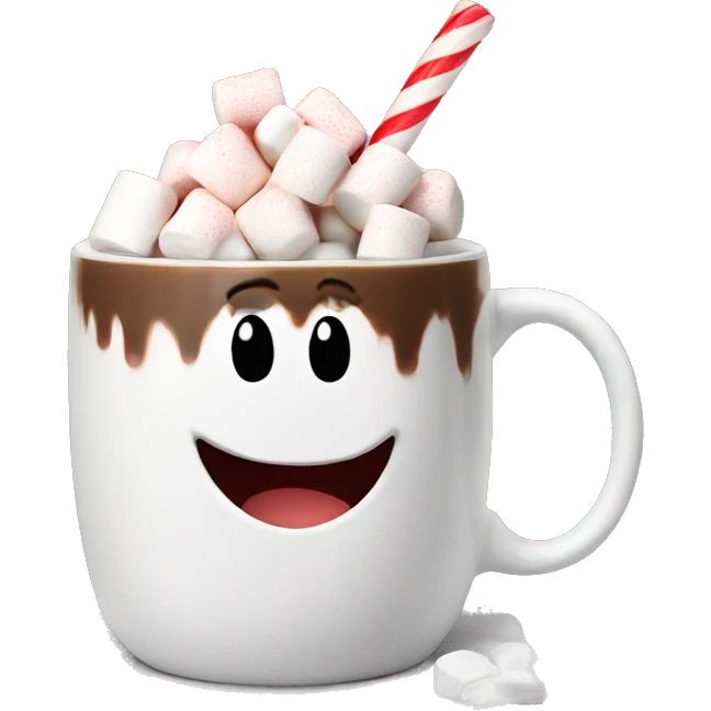 Christmas White mug of hot chocolate with marshmallows  emoji