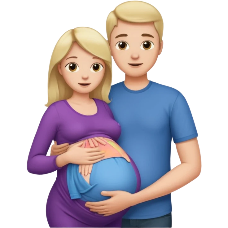 Boyfriend holding pregnant girlfriends belly emoji