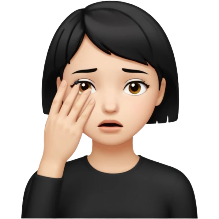 Girl with black hair and short hair  like boy hair who put her hand on her face like 🤦🏻‍♀️ emoji