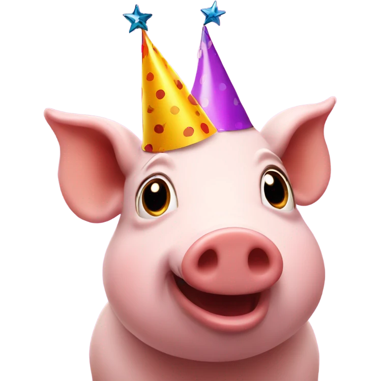 Hog with birthday hat emoji