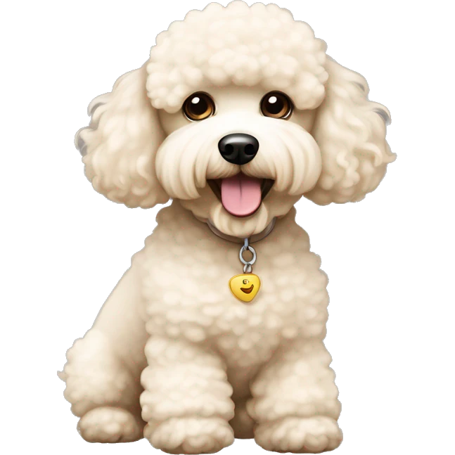 light beige Bichon poodle dog￼ emoji