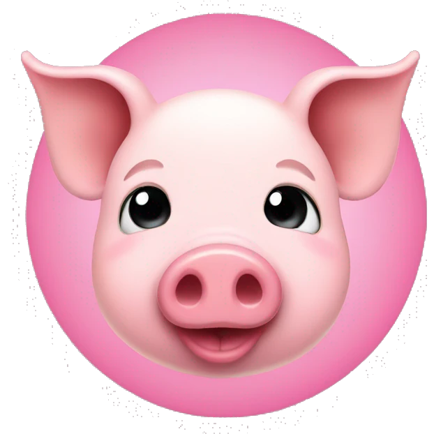 Pink circle pig with heart eyes emoji