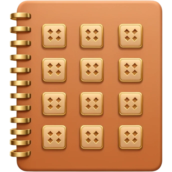 modern elegant planner with checkmarks emoji, 3D style, light terracotta, beige or pink and gold, clean design emoji