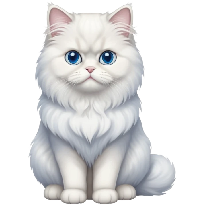Persian cat full body sitting with blue eyes emoji
