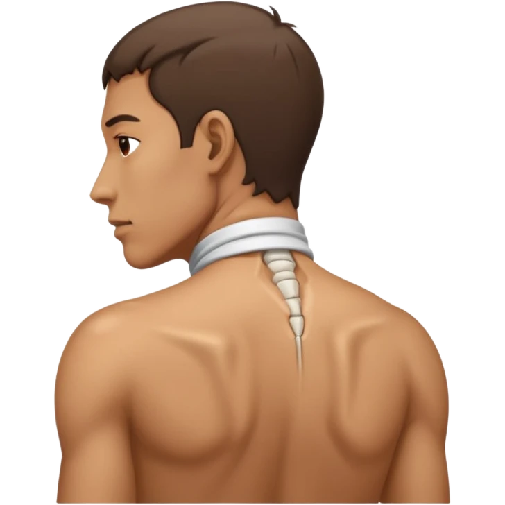 man with bent neck, pain emerging from the back of his neck emoji