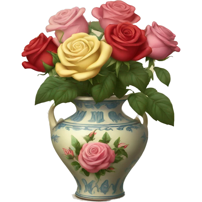 Roses in a vintage vase emoji