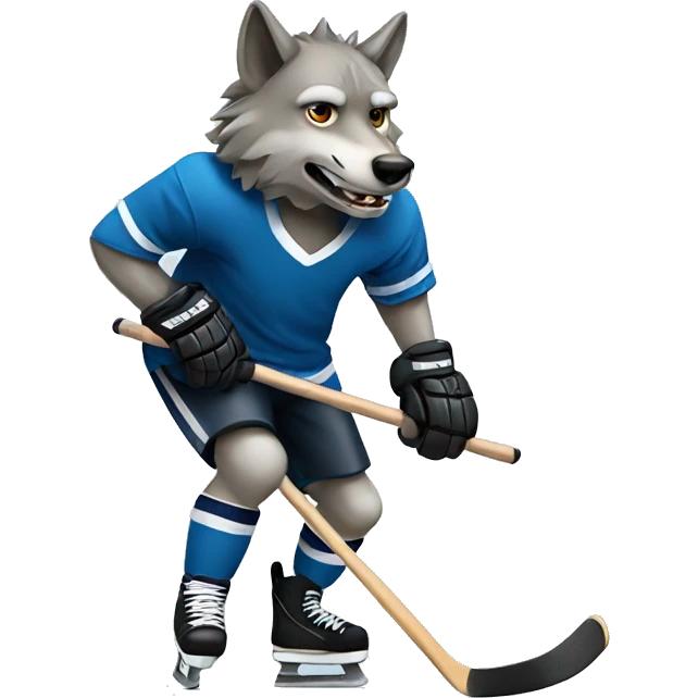 Wolf playing hockey  emoji