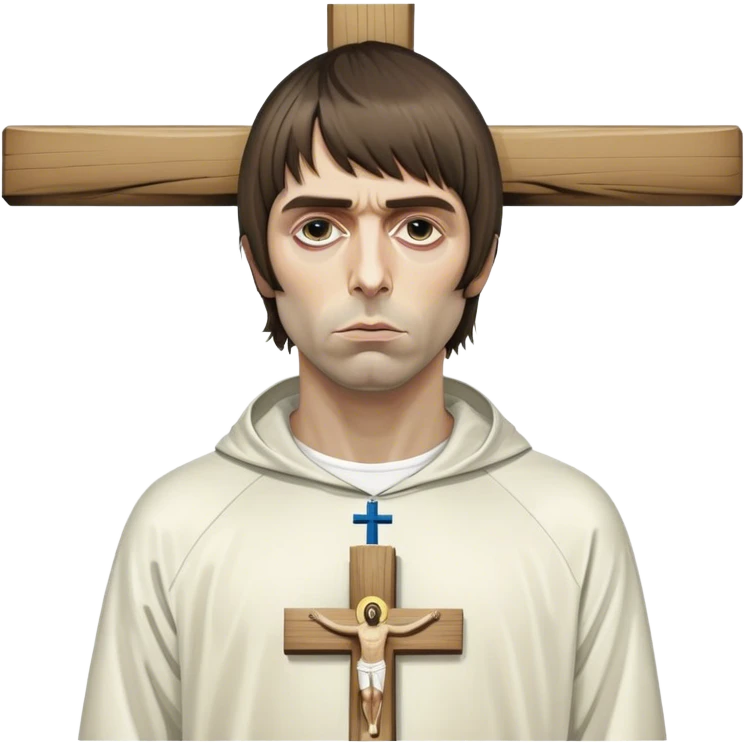 Liam Gallagher wearing adidas on a cross like Jesus crucified  emoji
