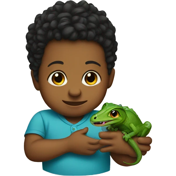 Baby holding a lizard emoji