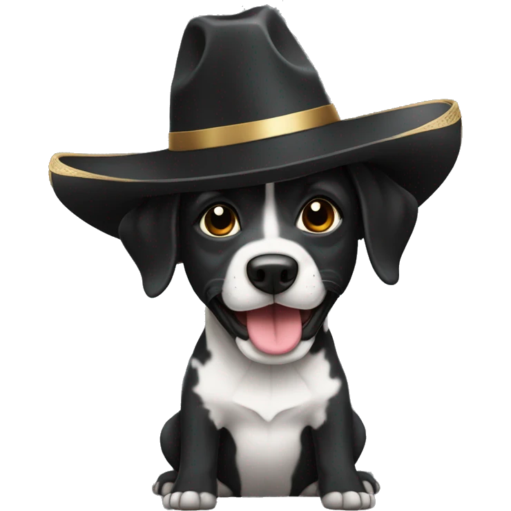 Perro french negro con sombrero de copa emoji