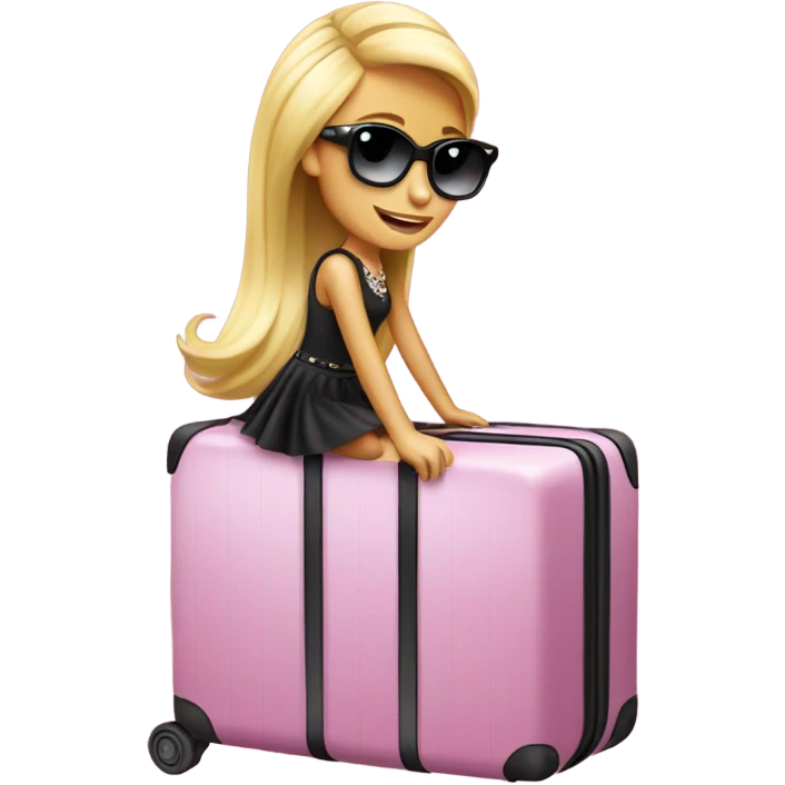 Paris Hilton riding a suitcase emoji