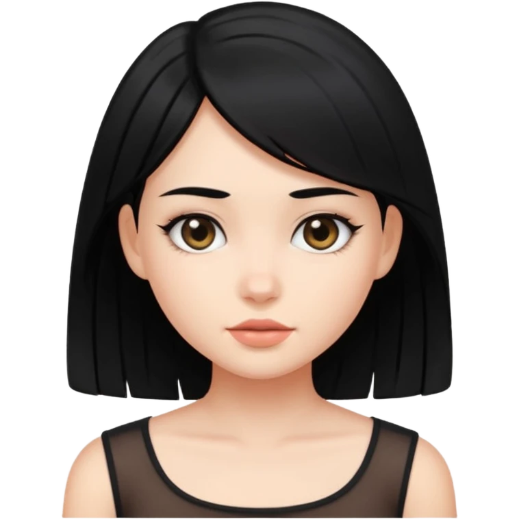 Кошка-девочка, черные волосы, в черном полупрозрачном лифчике emoji