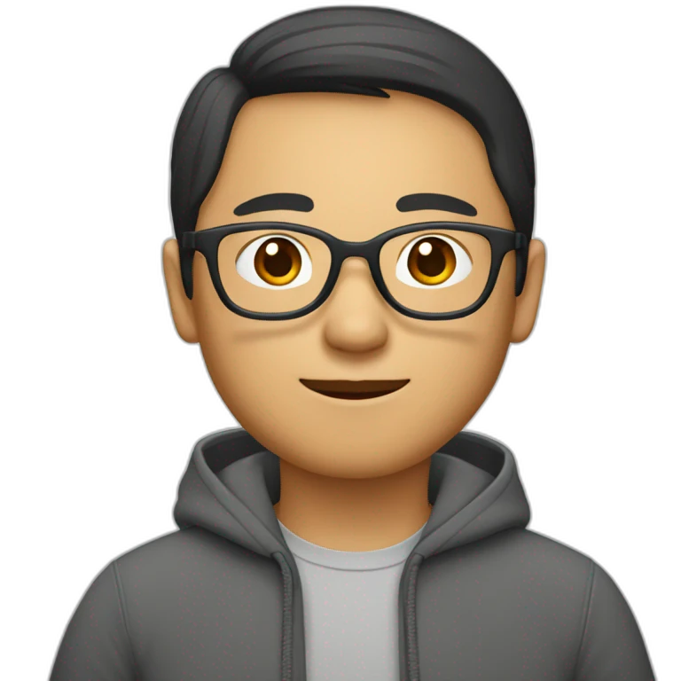 une asiatique brune à lunette emoji