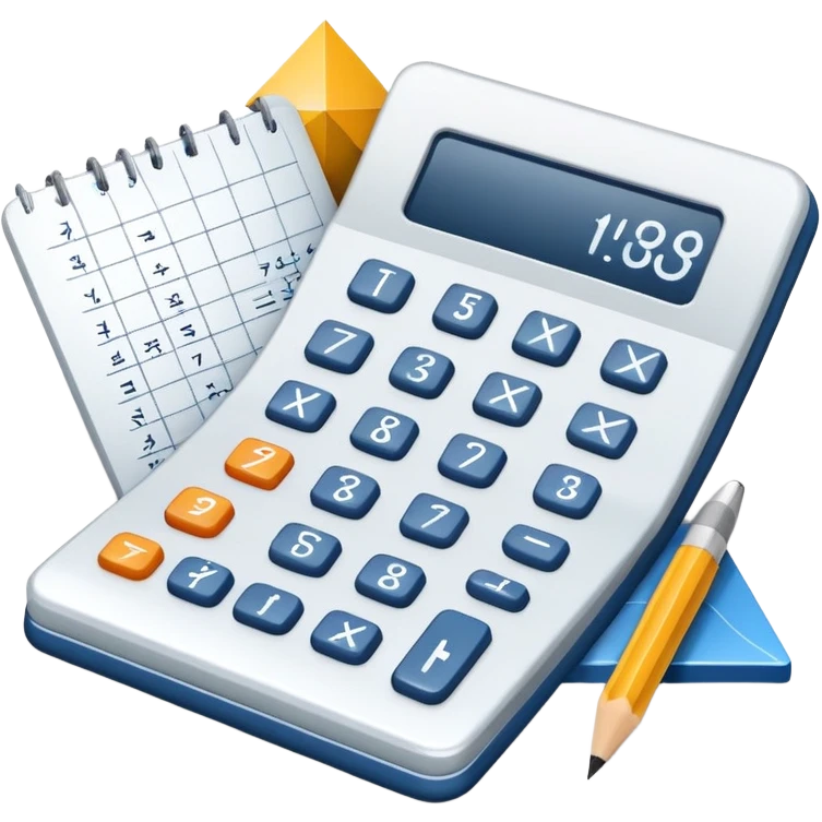 An icon featuring mathematical formulas, a calculator, and geometric shapes, symbolizing mathematics. The design includes a ruler, and a graph, representing the study of numbers, equations, and spatial relationships. Transparent background highlights the precision and logic of math. emoji