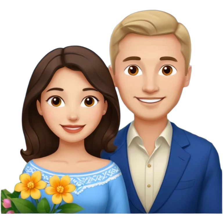 Couple traveling in Montenegro russian man and elegant  Latina girl delicate flowers and mountains in the background  emoji