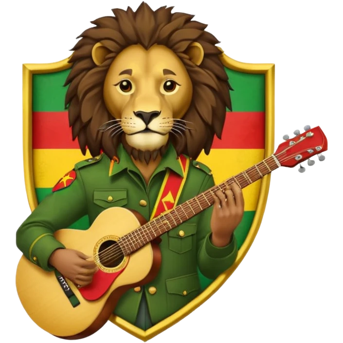 Bob Marley heraldic crest made with ethiopian colors emoji
