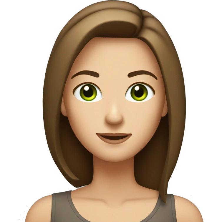 pretty middle age woman with green eyes and shoulder length straight brown hair emoji