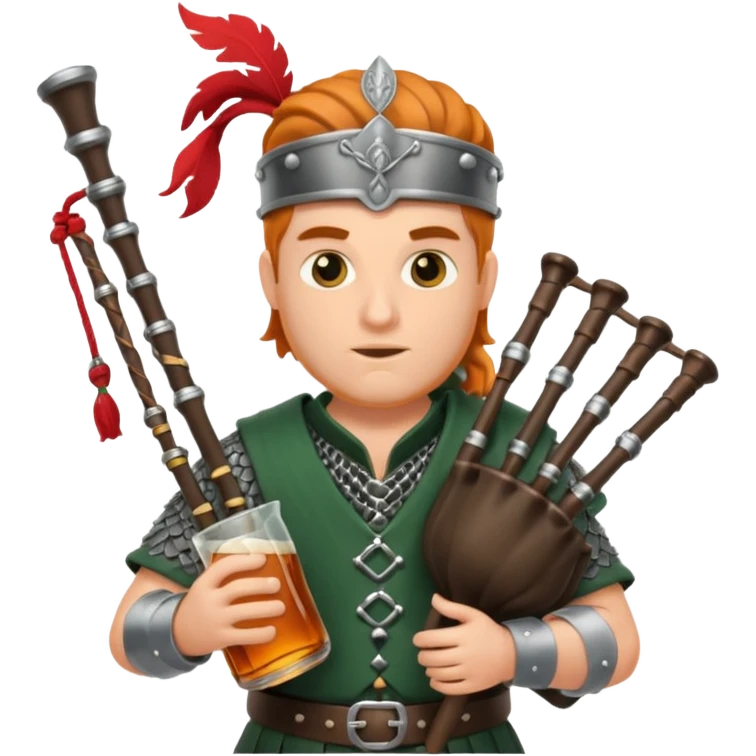 Warrior playing bagpipes chugging whiskey emoji