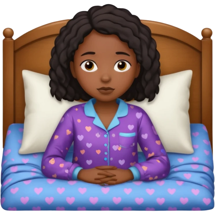 black girl tired in bed emoji