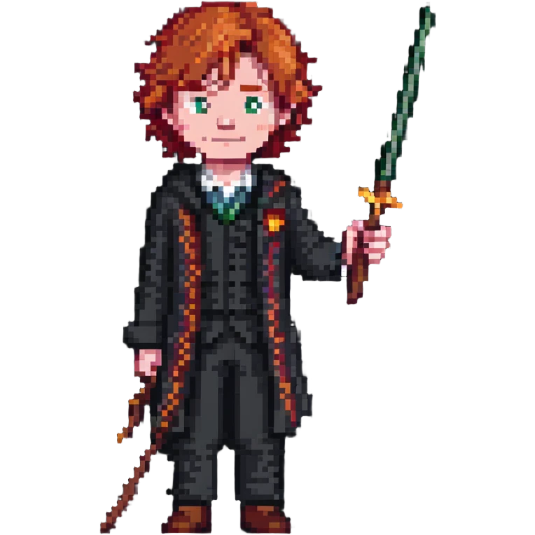 Ron Weasley with red hair and wand emoji
