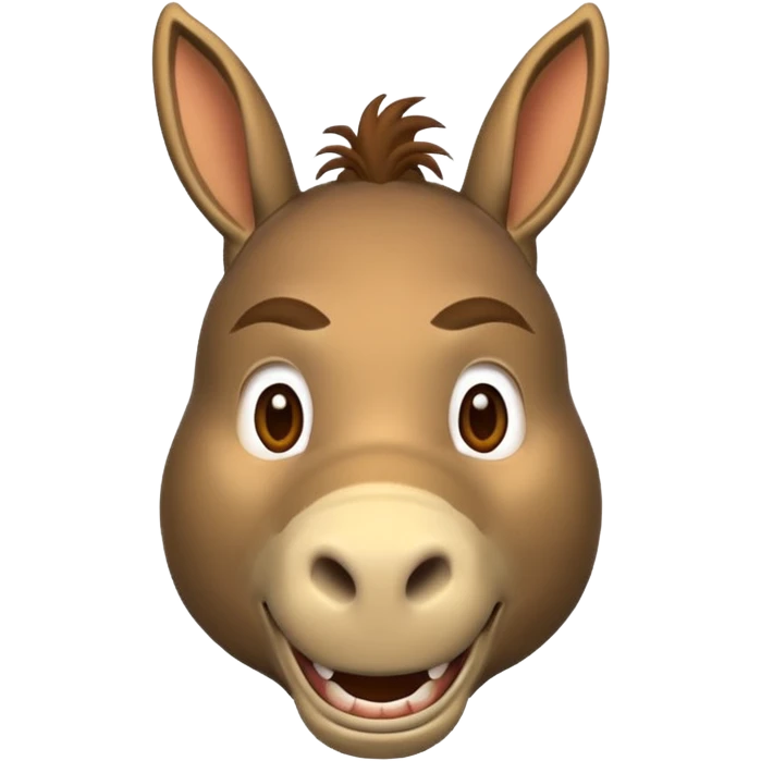 the donkey from Shrek, emoji style, friendly face emoji