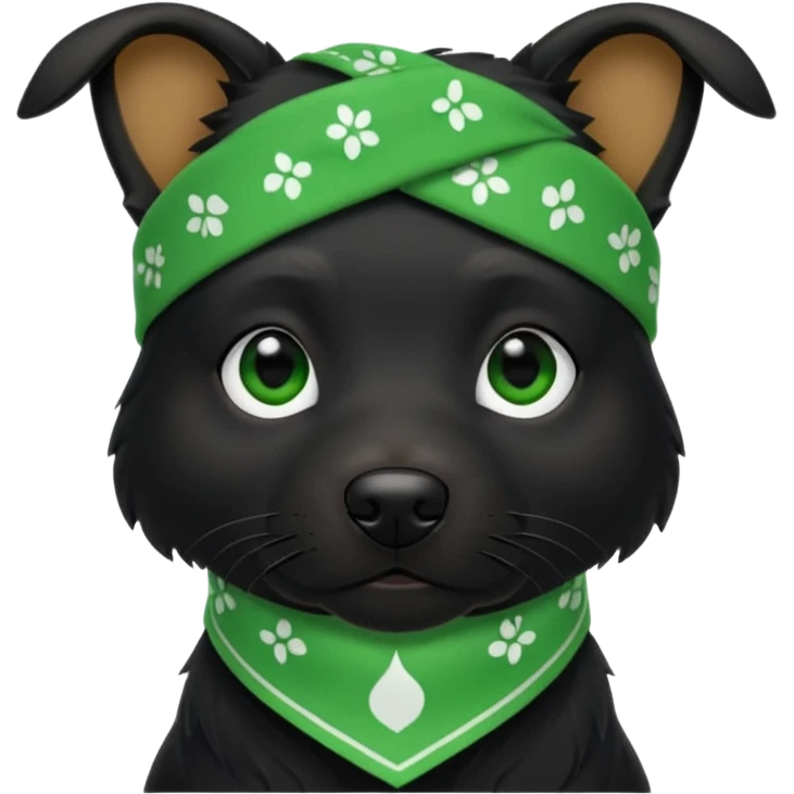 Black dog with green bandanna  emoji
