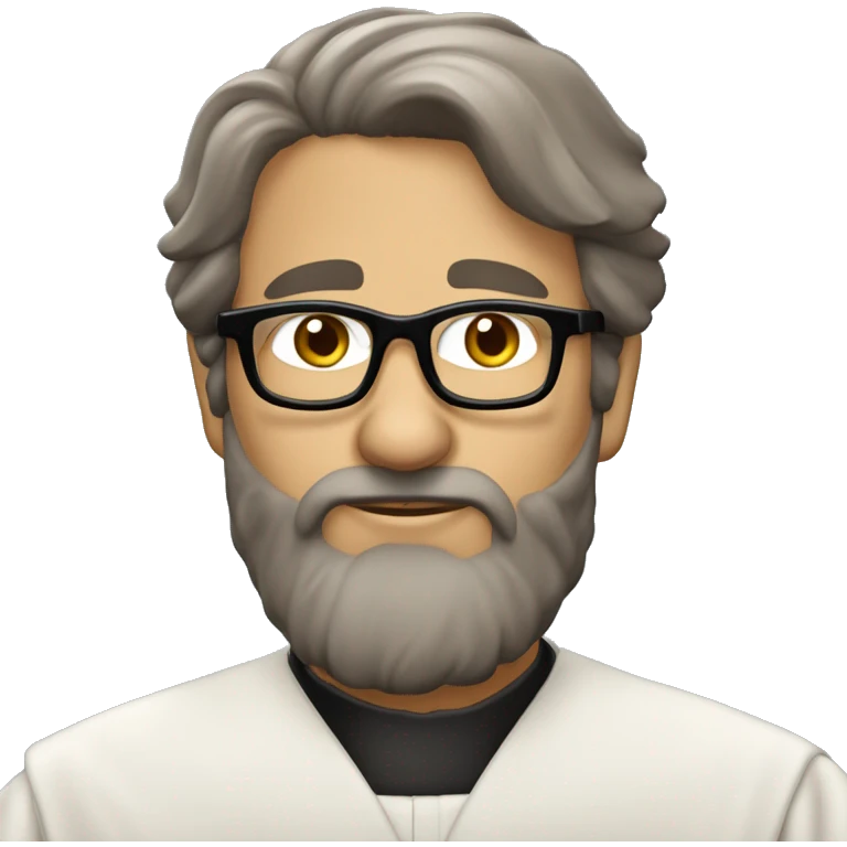 Sacerdote católico moreno con barba y gafas, poco pelo, gafas depasta, pelo moreno emoji