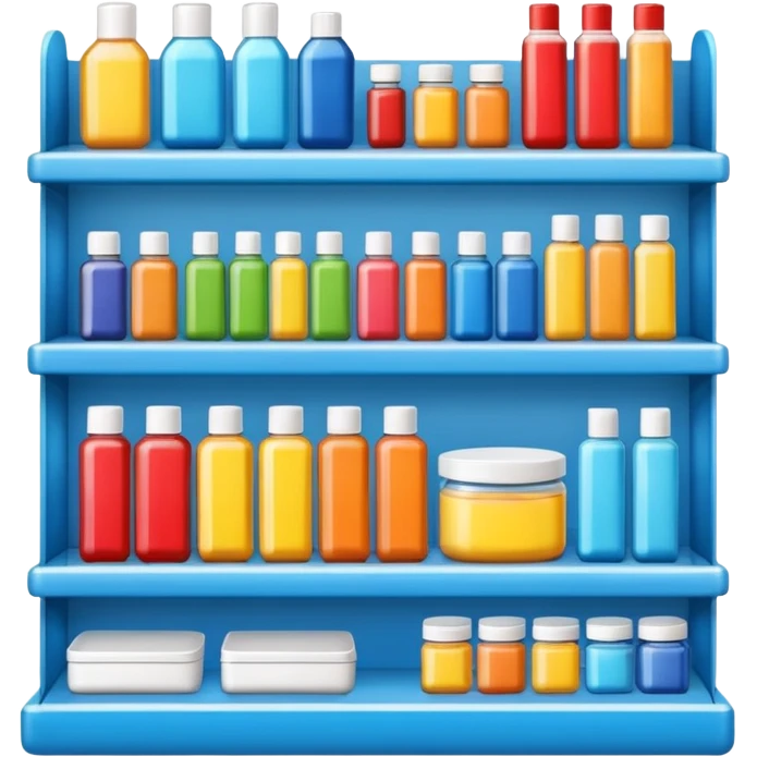 store display shelf with stuff organized lines emoji