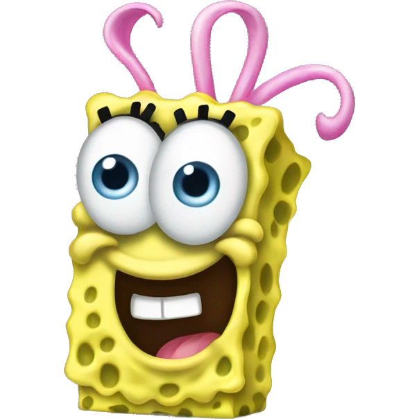 SpongeBob blushing with bow on his head emoji