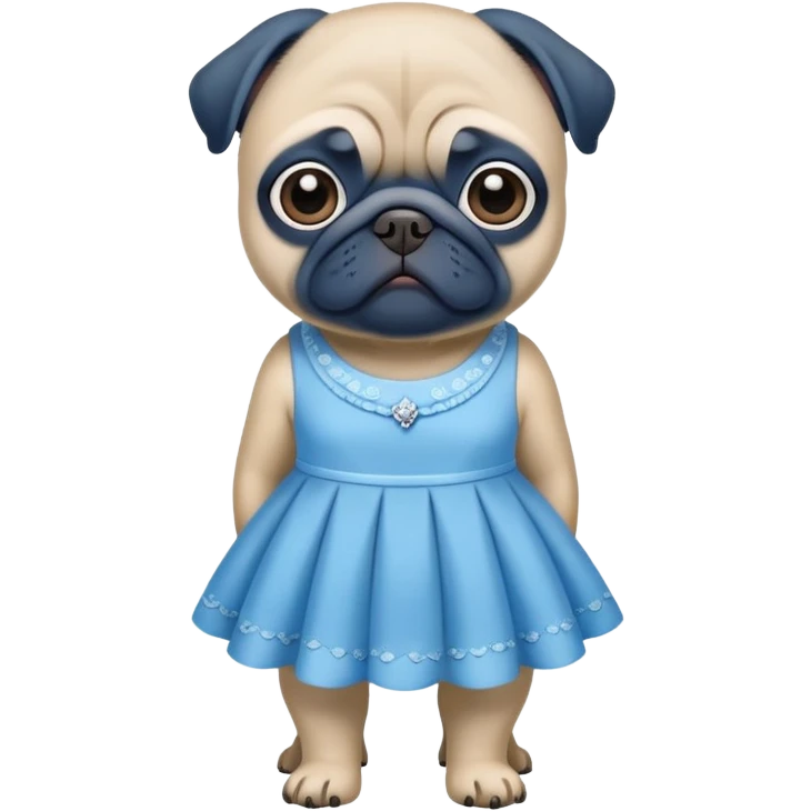 Blue pug in a dress emoji