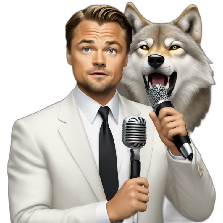 wolf of wallstreet (Dicaprio) holding microphone emoji