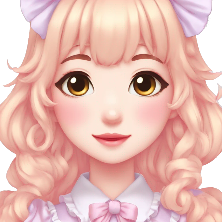 Shiny Blushing Cute Kawaii Beautiful Pastel Lolita Anime Catgirl Trending Style Cottagecore Pastelcore  full body emoji
