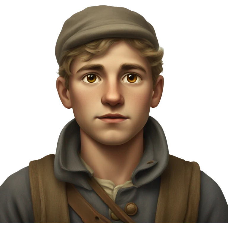young peasant men during the 1917 revolution in Russia photorealistic serious emoji