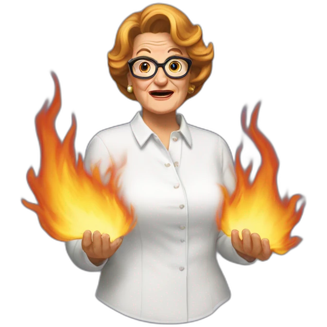 Mrs doubtfire white shirt on fire emoji