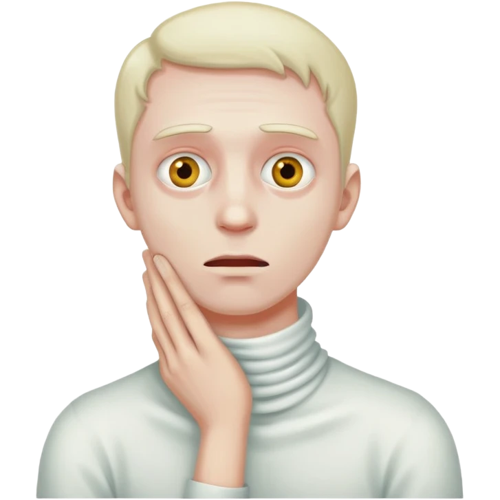 A man with dying eyes holding his neck emoji