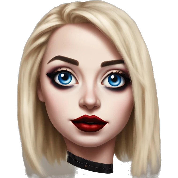 Arabic Elon Musk in Harley Quinn style, oil paint, mysterious eyes, intricate lips, masterpiece portrait, odd perspective, beautiful, desirable, logical emoji