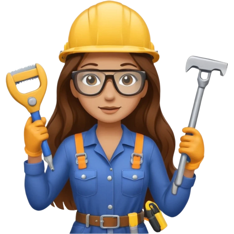 beautiful girl with long brown hair constructing new shower emoji