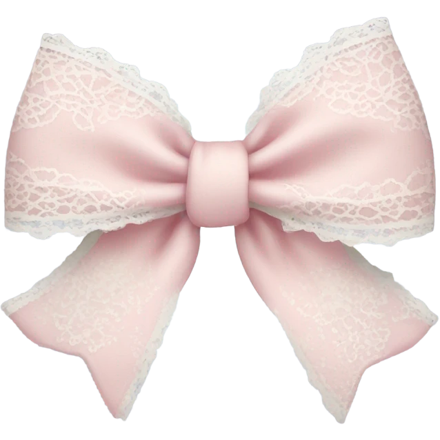light pink bow with white lace  emoji