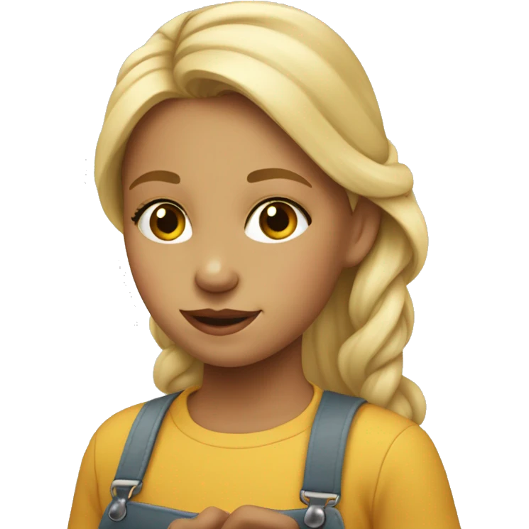 Niña rubia pintando emoji