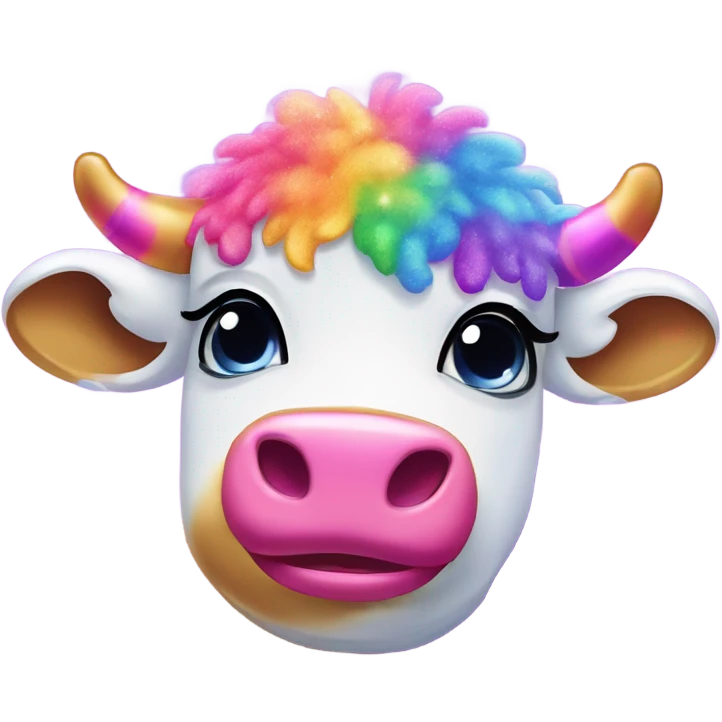 Lisa frank glitter rainbow fluffy cow emoji