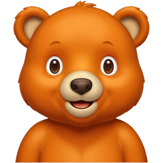 Create a orange friendly bear, make him look like from a kid cartoon and make him smile emoji