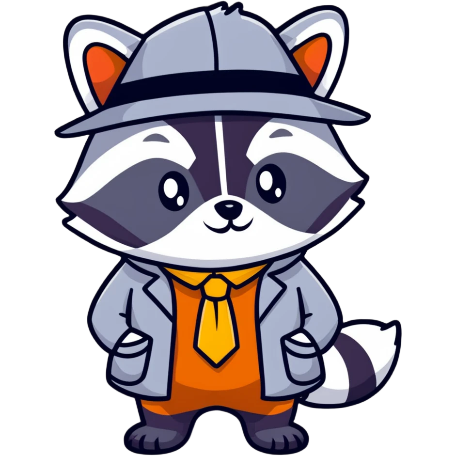 Raccoon detective solving a mystery emoji