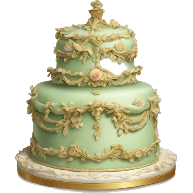 highly detailed sage rococo cake emoji
