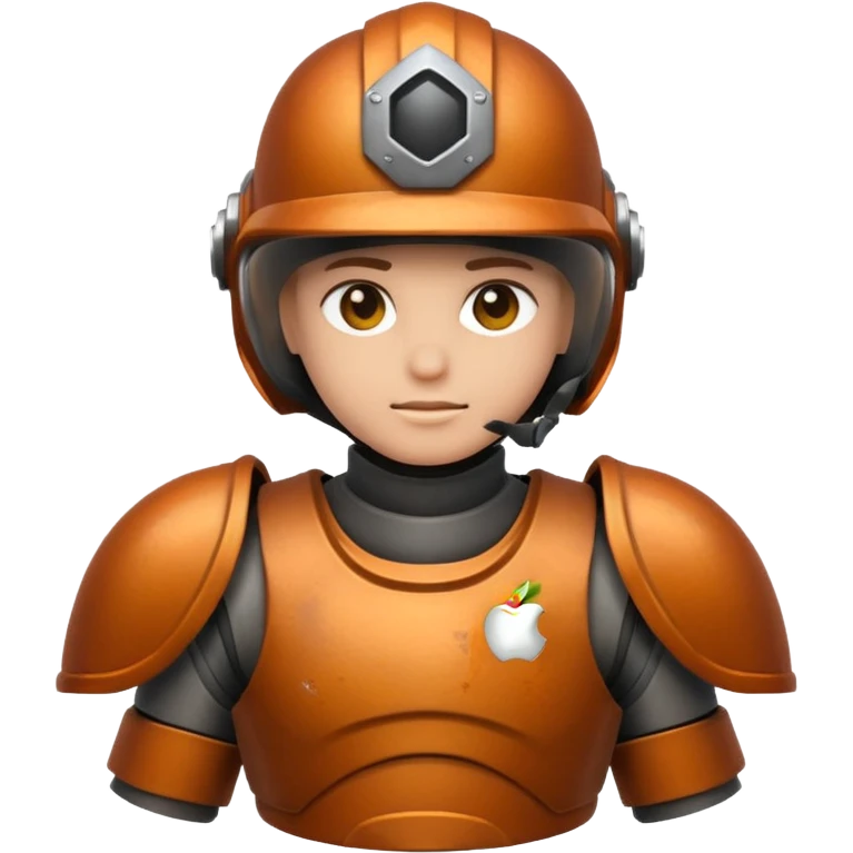 rust full kit chest up helmet gear Apple emoji style Y2K vibe glossy metallic slightly futuristic emoji