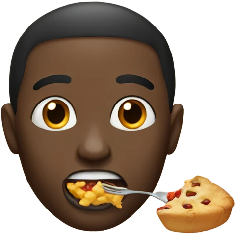 A black person eating  emoji