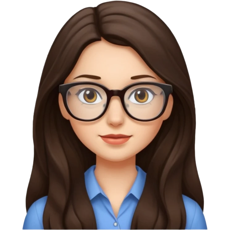 Pretty brunette long haired woman with glasses emoji