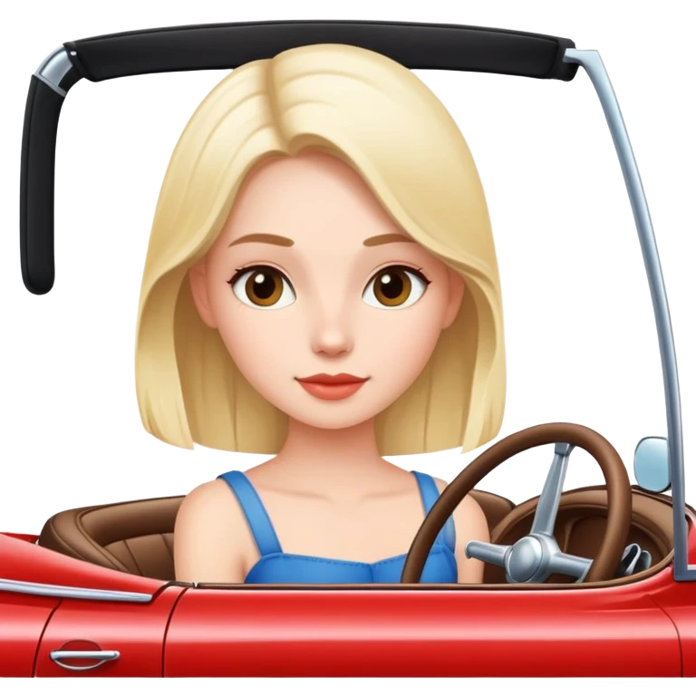 beautiful girl, sitting  in cabriolet  emoji