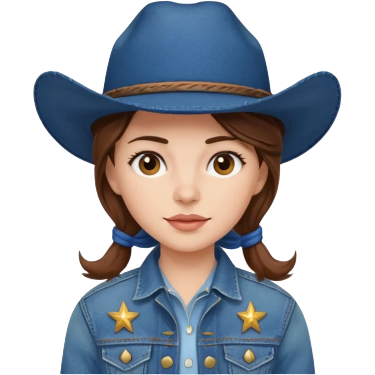 Cowgirl with denim jacket and blue hat emoji